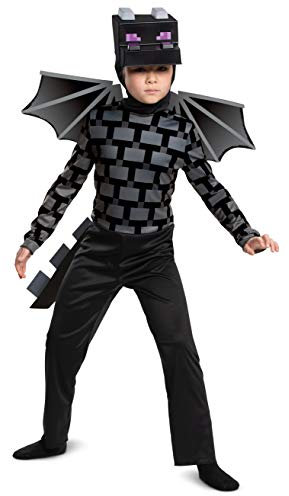 DISGUISE Official Minecraft Ender Dragon Costume Kids Black, Minecraft Fancy Dress Up Outfit for Boys Children World Book Day Week Birthday L