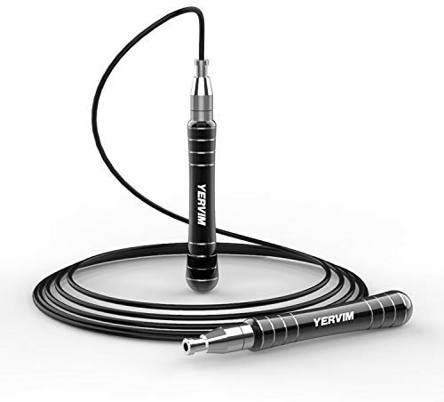 YERVIM Speed Jump Rope – schnelles Springseil für Aerobic-Training, Fitness, Gewichtsverlust, Ausdauertraining des Boxens, MMA, Kampfsport – verstellbare Länge für Männer, Frauen und Kinder (schwarz)