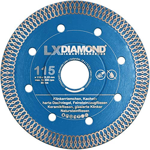 LXDIAMOND Diamant-Trennscheibe 115mm x 22,23mm Premium extra dünn 1,2mm Diamantscheibe für Fliesen Feinsteinzeug Keramik Naturstein geeignet für Akku Winkelschleifer 115 mm