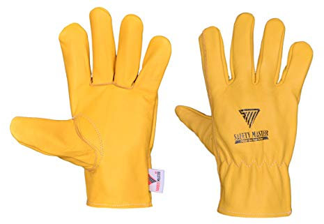 SAFETY MASTER Premium Quality Yellow Cow-grain Tig Driver Gloves., Lorry Drivers, Warehouse and Gardening Gloves, With-out Lining, Yellow, M,L,XL (Medium)