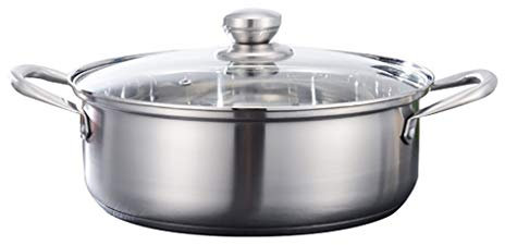 Braising Pans,Serving and Braising Pan with Glass Lid,Stainless Steel Saute pan (Size : 26 * 10.5cm)