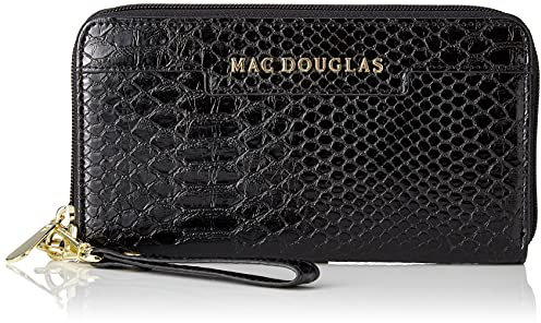 Mac Douglas - Portefeuille façon Python Noir - Le BALISE de la collection BRYAN - Taille U : 20 * 11 * 2,5cm - Pratique avec 2 compartiments comprenant 5 poches et 4 fentes pour vos cartes