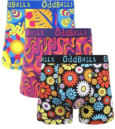 OddBalls Mens Boxers Multipack – 3 Classic Fit Cotton Boxer Shorts, Underwear with Elastic Waistband – Breathable, Soft Mens Boxer Briefs