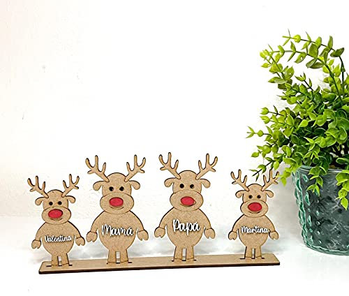 RENOS NAVIDEÑOS DECORATIVOS MADERA PERSONALIZADOS- Decoración Navideña- Navidad- Bola Navidad personalizada madera - Decorción hogar árbol Navidad - Papá Noel