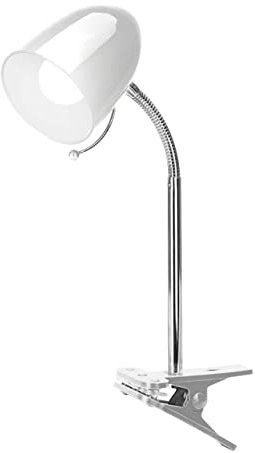 Schreibtischlampe Tischleuchte Leselampe Klemmleuchte Nachttischleuchte Retro aus Metall mit Schwanenhals, schwenkbar, mit Schnurschalter, Fassung E27 (ohne Leuchtmittel, Klemmleuchte weiß)