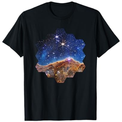 JWST Carina Nebula sechseckige Form von James Webb Spiegel T-Shirt