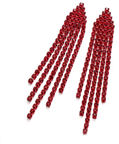 Clearine Quaste Ohrringe für Damen lange Tropfen Strass Kristall Weihnachtsbaum baumeln Erklärung Braut Hochzeit Schmuck Rot Ton