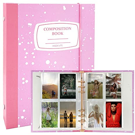 Xinyanmy 3 Zoll Fotoalbum mit 30 Innenseiten A5 Fotokartenbinder Kpop Fotokartenhalter Fotokartenhüllen 240 Fächer für Fotos, Karten oder Bilder Rosa