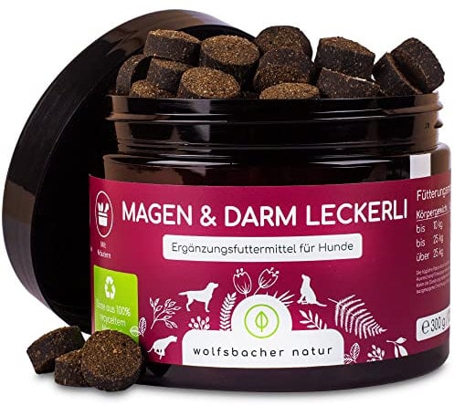 Wolfsbacher Verdauungs-Snack für Hunde - 125 Leckerlis mit präbiotischer Hefe & Kräutern | 100% natürlich | Unterstützt Darmflora & normalen KOT | 125 sanfte Hundesnacks