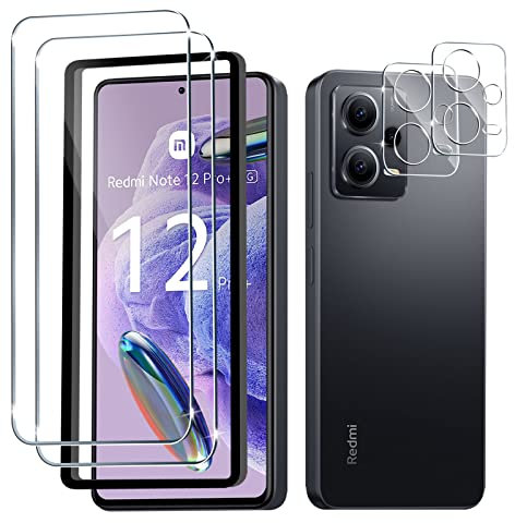 Liilaa Protector de Pantalla para Xiaomi Redmi Note 12 Pro Plus 5G, 2 Piezas Cristal Templado y 2 Piezas Protector de Lente de Cámara, Anti Arañazos Dureza 9H Vidrio Templado