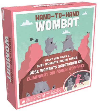 Exploding Kittens, Wombat de Mano a Mano, Juego de Fiesta, 3-6 Jugadores, a Partir de 7 años, 15 Minutos, alemán