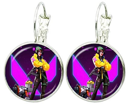Game Glass Earring Valorant Astra Killjoy Jett Sova Cypher Women Man Crystal French Hook Earrings for Fans Gift