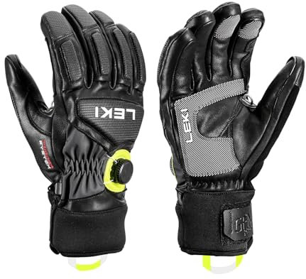 LEKI Griffin Tune 3D Boa Handschuhe, Black-Graphite-Ice Lemon, EU 9