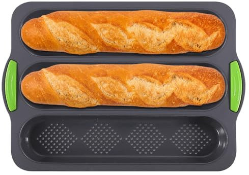 Greyoe 1 Pieza Bandeja para Hornear Baguette, Molde para Hornear en Rollo, Molde para Hornear Baguette Molde para Rollo Baguette, para Hornear DYI en Casa Gris (3)