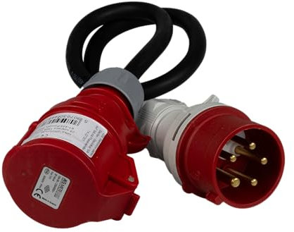 NAKA Starkstrom-Adapter mit Phasenwender 16A auf 16A CEE Stecker 5X 2,5mm 1m