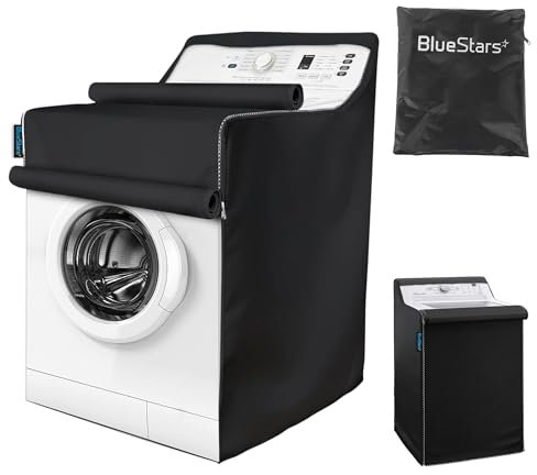 BlueStars Waschmaschinen-Abdeckung für Toplader- und Frontlader-Waschmaschine/Trockner – Premium-Outdoor-Schutz für die meisten Waschmaschinentrocknerabdeckungen – B 73 x T 71 x H 101 cm (schwarz)