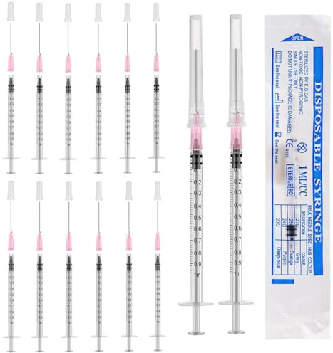 12 Stück 1ml Spritzen Set mit Luer Kunststoffspritze Spritzen Set mit stumpfen Nadeln zum Nachfüllen Messen von Öl Kleber Flüssigkeiten Haustieren Wissenschaftlichen Laboratorien Spritze mit Nadel