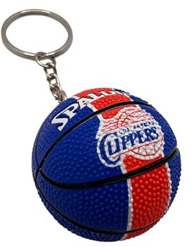Generico Palla Portachiavi Compatibile con NBA Clippers Basket Gadget Accessori Idea Regalo Uomo Donna Bambino Ciondolo Creativo 3D