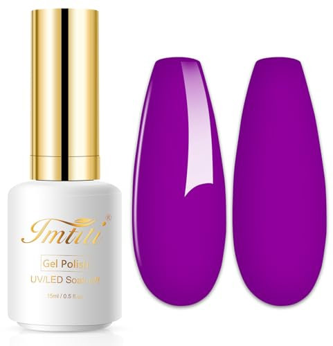 Imtiti Neon Gel Nail Polish, 15ML Neon Purple Gel Polish Soak Off LED U V Nail Gel Polish Spring Summer Gel Nail Polish DIY Nail Art Starter Manicure Salon Gel Nail Kit for Women Girls