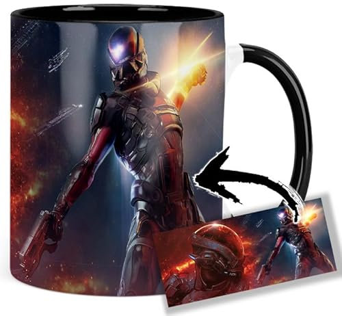 Mass Effect Andromeda Ryder N7 Tasse Innen & Henkel Schwarz Keramikbecher Mug