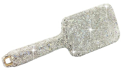 Bestbling Haarbürste – Entwirren Sie Haare und Kamm, Massagekissen, antistatisch, glattes und glattes Haar, luxuriöses Strass-Design, geeignet für Frauen (Square01 Silber)
