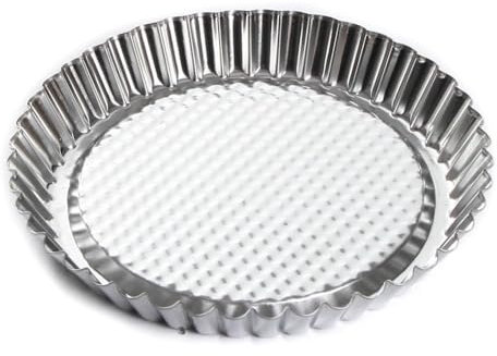 BirnePower Backform Kuchenform Obstkuchenform Obstbodenform Tortenboden Form Backblech Wellenrand Silber 27,5 cm