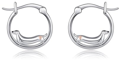 Dackel Ohrringe Sterling Silber Dackel Creolen Niedliche Hund Schmuck Geschenke für Frauen Mädchen