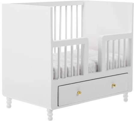 HEMOTON Puppenkrippe Mini-Babybett Puppenhaus-Einzelbett Kinder Zimmer einrichtungen möbel kinderzimmermöbel Puppe Spielzeug -Mini-Krippe Spielzeughausbett Puppenhausmöbel hölzern