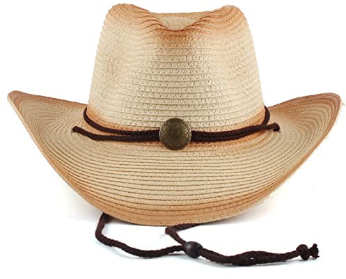 Chapeau de cowboy en paille occidentale chapeau de paille chapeau de paille chapeau western pour homme chapeau extérieur chapeau de paille Fedora chapeau de paille chapeau panama, beige, as the pic