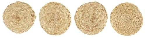 Lot de 4 Dessous de Verre Jute 10cm Naturel