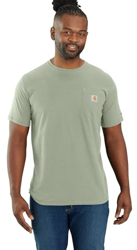 Carhartt Force Herren-T-Shirt, lockere Passform, mittelschwer, kurzärmelig, mit Tasche, Salbei, L