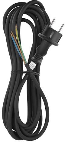 EMOS Cavo di collegamento in gomma 5 m, cavo di alimentazione, cavo di collegamento per carico meccanico medio, cavo di collegamento Schuko, 3 x 1,0 mm2, gomma H05RN-F/neoprene, nero