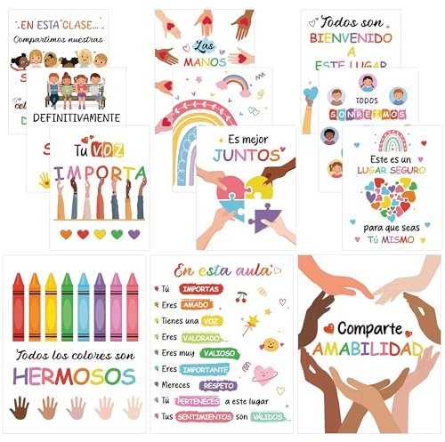 MENIFEND Poster mit hispanischem Erbe Monat, Dekorationen – 12 Stück spanische Poster für Klassenzimmer, Motivationsposter, pädagogische Poster, Dekoration für den hispanischen Monat, mit 75