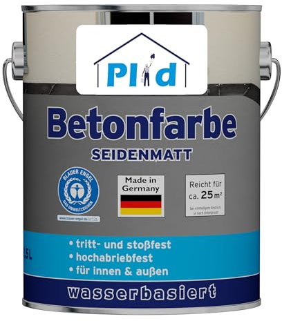 Plid® Betonfarbe Innen & Außen Frostsicher Silbergrau 5L - Flüssigkunststoff Bodenbeschichtung - Betonfarbe Kellerboden - Bodenfarbe für Keller, Zement, Mauerwerk & Holz - Made in Germany