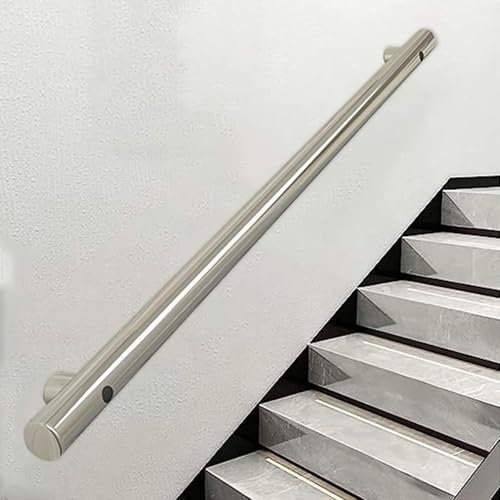 GZYHDC Treppenhandlauf Treppengeländer-Handlauf, 5,1 cm Außendurchmesser, runder Handlauf aus gebürstetem Edelstahl, Wandmontage, 1m 120cm 1.5m 2m 240cm 2.5m 3m Treppenhandlauf für Stufen im Innen-*1