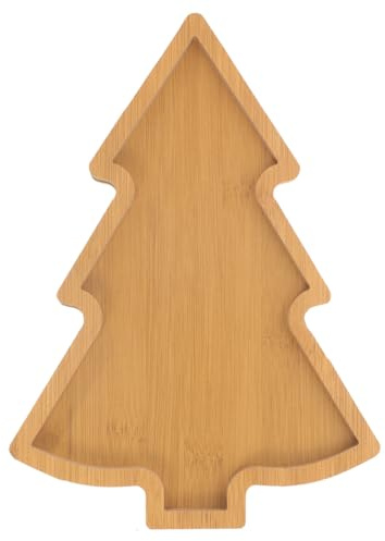 IMIKEYA Weihnachten Serviertablett Holz Weihnachtsbaumtablett Holztablett Tannenbaum Snacktablett Wurstwarenbrett Party Servierplatte für Weihnachtsfeier Festlich Familienfest