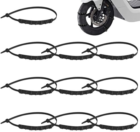 Schneeketten für Motorrad-E-Bike 10pcs Nicht-Schlupf-Reifenketten Universal-Radketten für Schnee Nylon 20 Zähne Winter Schnee-Reifen-Ketten Autopartoutopart