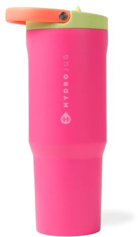 HydroJug Sport – Edelstahlbecher mit Strohhalm, vakuumisoliert, auslaufsichere Wasserflasche, 900 ml, ergonomisches Design, wiederverwendbar, spülmaschinenfest, Gummiboden, langlebig für Fitnessstudio