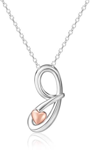 Mesovor Silber Anfänglich Kette für Damen, Halskette mit Buchstaben Namens Anhänger und Herz aus Roségold, Schmuck Geschenke, 50 cm Kette (Buchstabe-J)