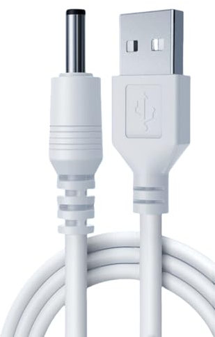 myfole USB Charger Cable for Ring Stick Up Cam, 3 FT, 3.5mm DC, White