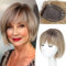 Flyroseing Dark Blonde with Dark Root Hair Topper, Hair Toppers for Women with Thinning Hair, Synthetic Wig Toppers for Thinning Hair Hair Pieces for Women Short Bob Hair Toppers with Bangs Side Part
