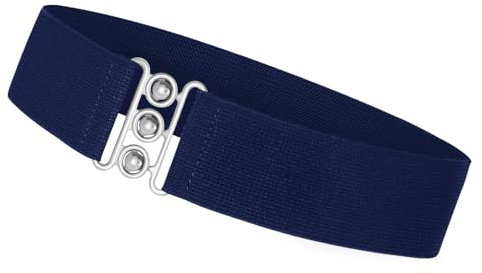 VONMELLI Stretchgürtel Damen Breit Elastischer Gürtel Vintage Taillengürtel Damen für Kleid Retro Cinch Gürtel 5cm Breit Blau Passend für Taillenumfang 91-101cm