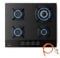 Klarstein Goldflame Nano Placa de Gas, 4 Quemadores de Latón, 60cm Cristal Nanorrevestido, 8kW, Quemador Wok, Encendido Automático & Protección de Llama, Convertible GN/GLP, Mandos Metálicos