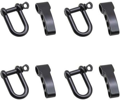 AKSIQIOL Lot de 4 boucles de bracelet paracorde en alliage métallique avec boucle en D réglable à trois trous, goupille à vis M5 pour le camping, Noir , taille unique