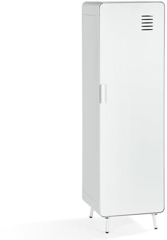 MEUBLE COSY Sideboard Kleiderschrank Wohnzimmerschränke mit Ablagen und Tür Schränke aus Metall fürs Wohnzimmer Schlafzimmer Arbeitszimmer, Industrial Style, Weiß, 40x40x137cm