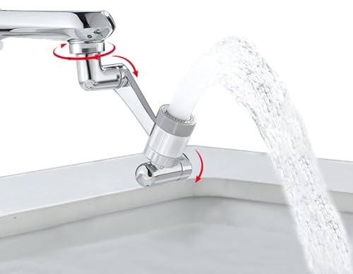 1080° Swivel Faucet Extender, 2 Sprayer Modes, Universal 360° Swivel Multifunctional Aerator, Sink Water Faucet Extension Filter, Kitchen Bathroom, Robotic Arm in Brass.