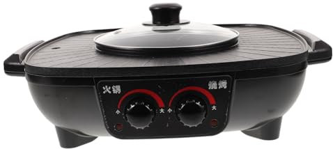PartyKindom Multifunktionaler Elektrischer Hotpot und Grill Rauchfreier Antihaft-kochtopf mit Glasdeckel für Zuhause und Restaurant für Partys und Gesellige Abende