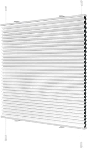 Wabenplissee ohne Bohren Verdunklung Plissee Klemmfix ohne Bohren Weiß-Weiß 75x220cm(BxH) Thermo Doppelplissee 100% Blickdicht Jalousie für Fenster ohne Bohren Sanfree