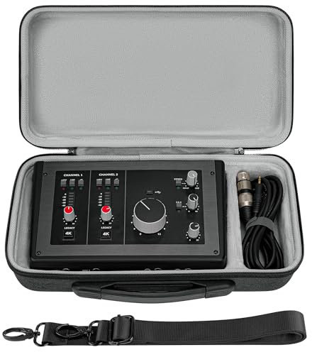 Geekria Audio Interface Carrying Case Hard Shell Travel Bag Compatible with Solid State Logic SSL 2 MKII/SSL 2 Plus MKII (Dark Gray)