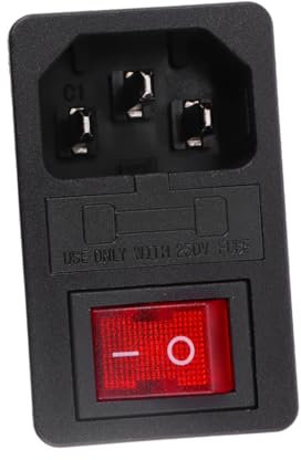 HOMOCONO 10A Enchufe de Corriente Ac de Pines con Interruptor Rocker y Porta Fusible para Equipos y Electrodomésticos